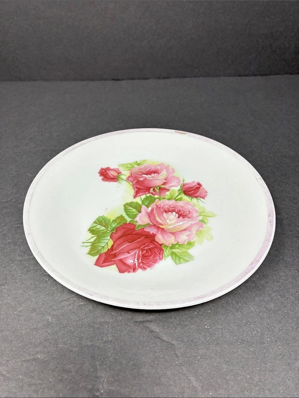 Vintage German Floral Rose Decorative Plate- early to mid century